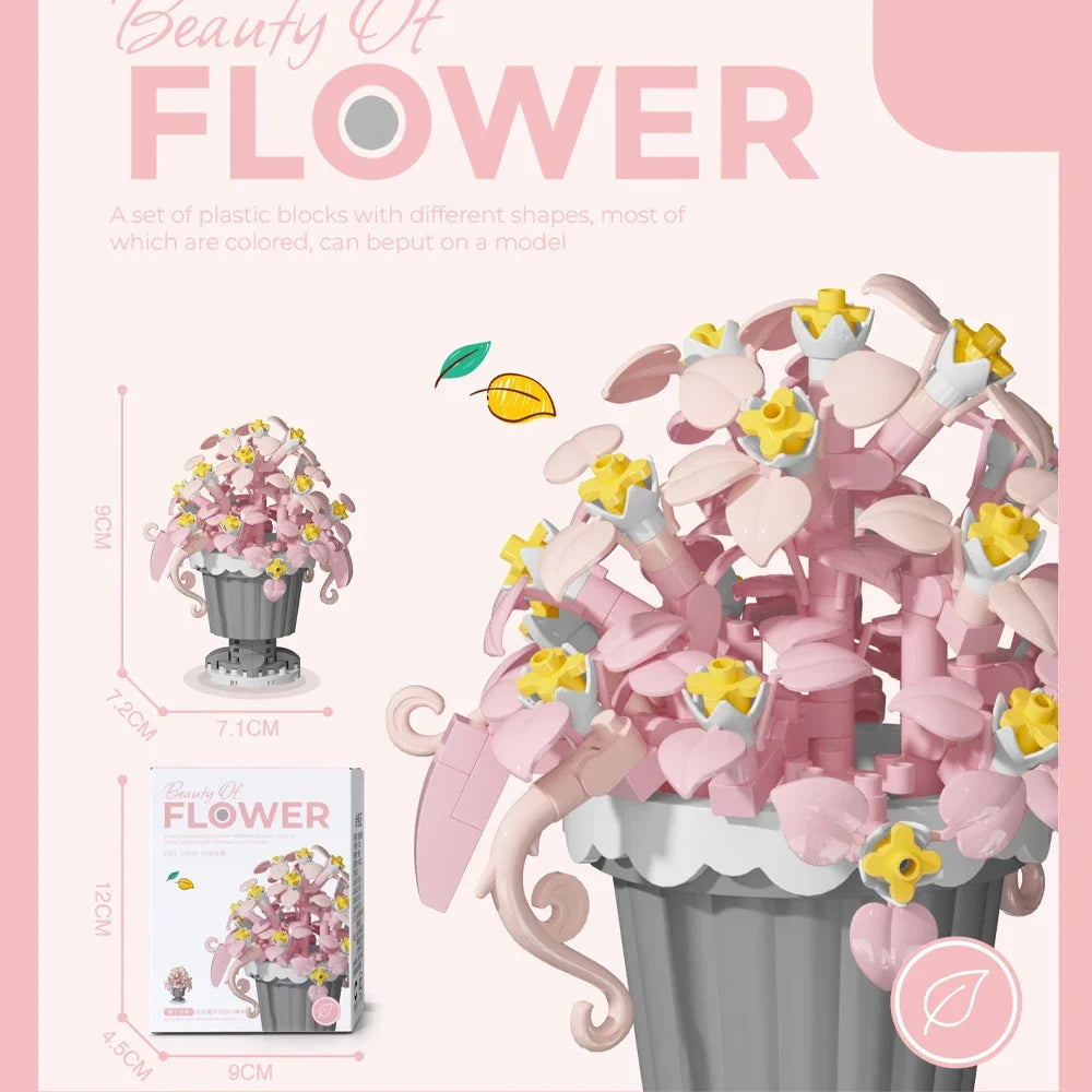 150PCS Mini Botanical Puzzle and Bricks for Office Desk Decor