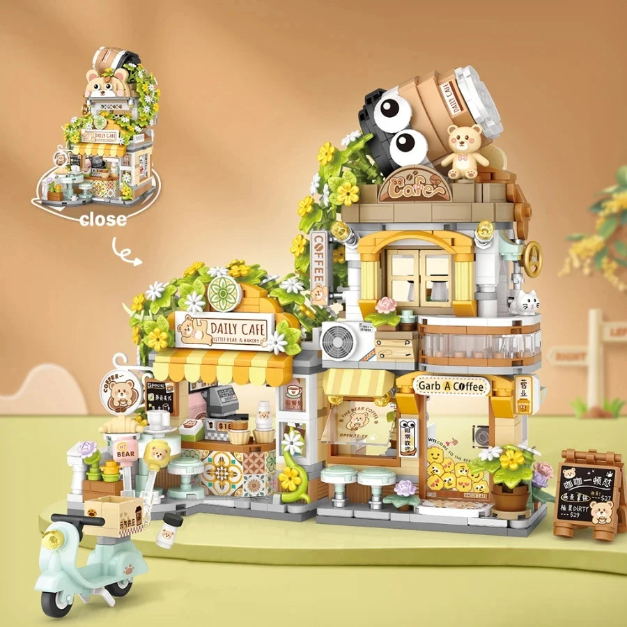 780PCS MOC Mini Streetview Japanese Shops