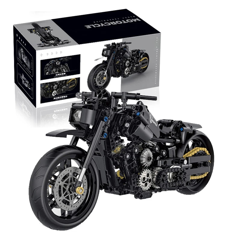 538Pcs Classic Night Motorbike Building Model Blocks