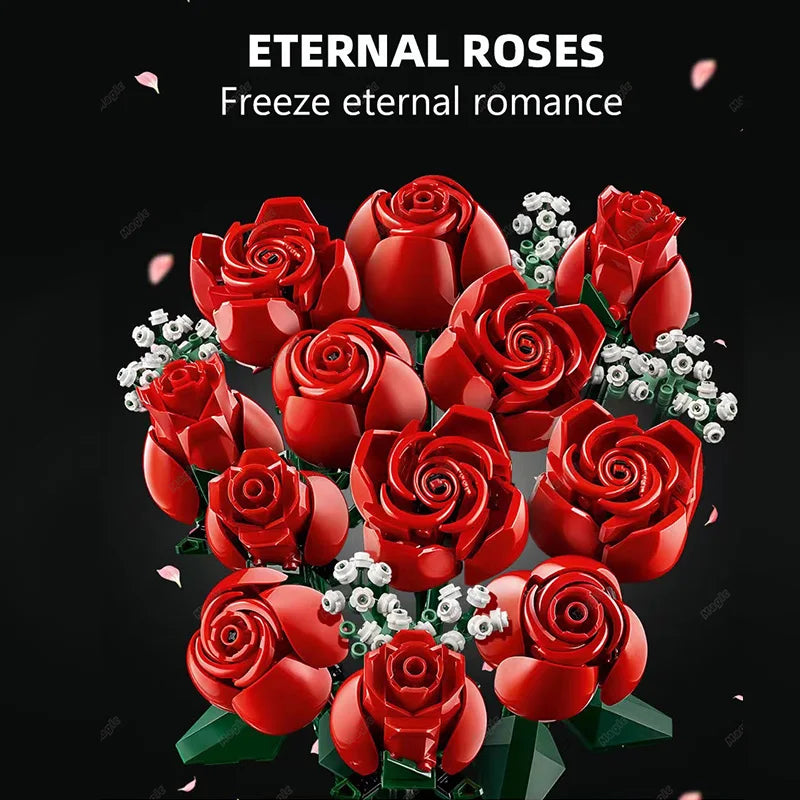 822pcs Red Roses with Baby’s Breath