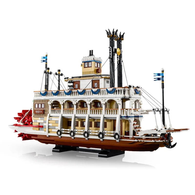 2025 New MOC Steam Transport Cruise Ship Model Display Blocks for Boys and Girls as Holiday Gifts
