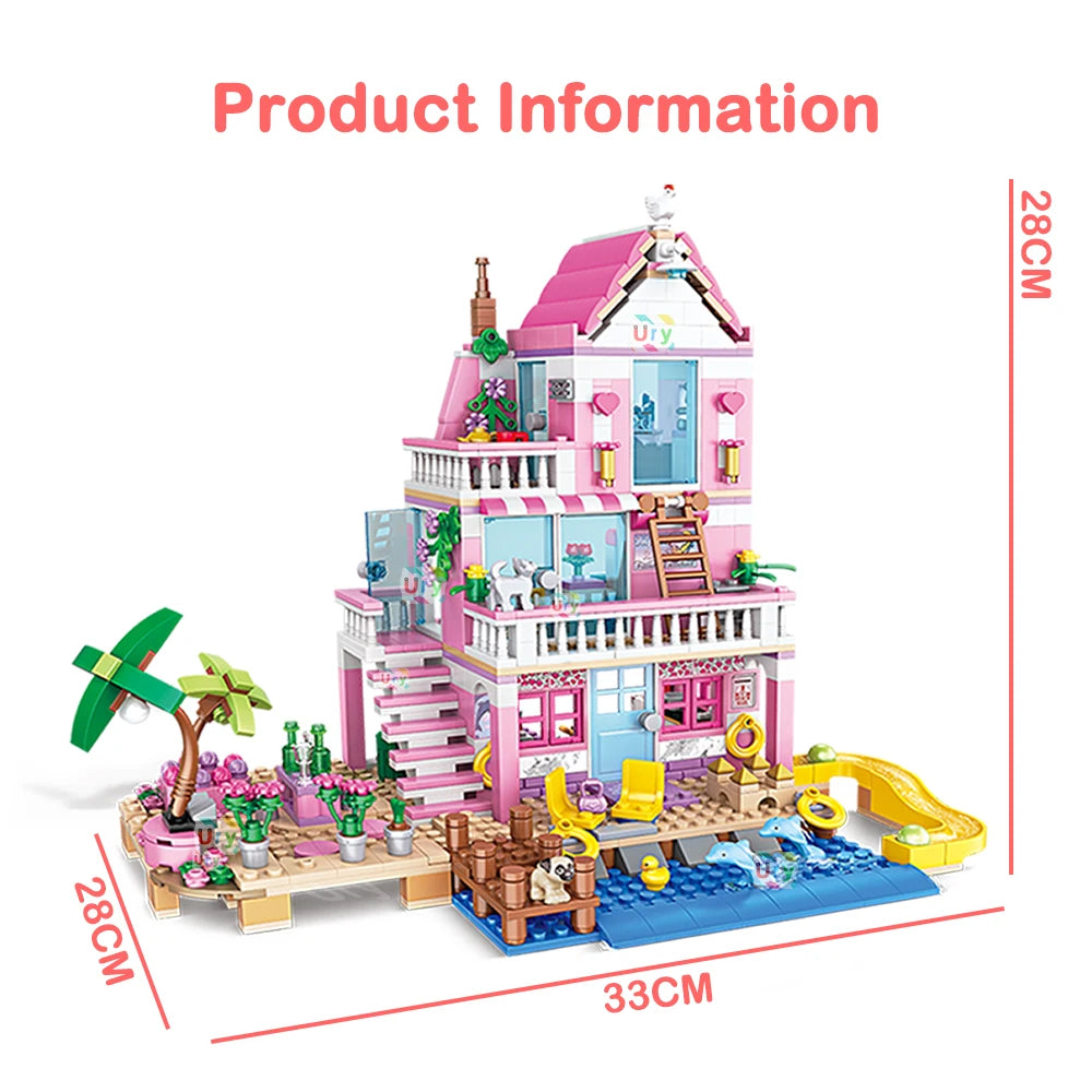 822 PCS Friends City House Summer Holiday Seaside Villa Bricks