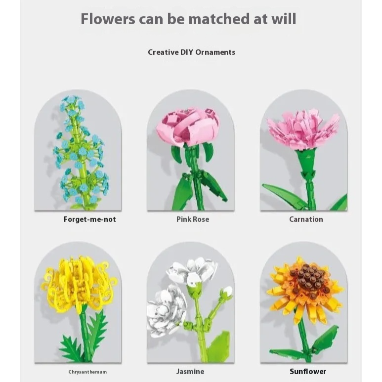 30PCS Mix and Match Single Flower Blocks without Box