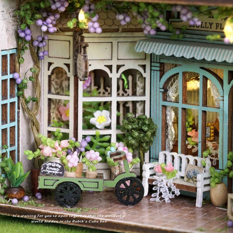 DIY Miniature Doll House Wooden Puzzle Bookstore/Bakery/Forest