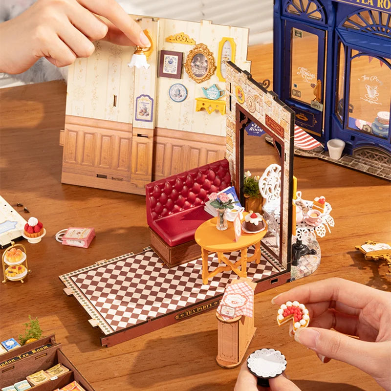 London Leisure Time Tea Room DIY Miniature Dollhouse Kit with LED