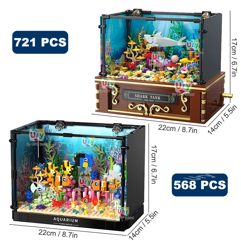 721 PCS Creative Fishbowl with Clownfish Shark Tank Underwater World Aquarium