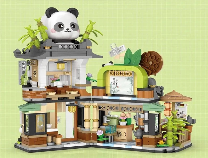 780PCS MOC Mini Streetview Japanese Shops