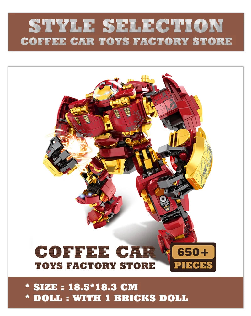 650PCS Ironman Hulkbuster Robot MOC Bricks