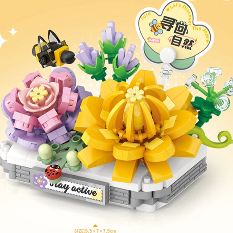 500PCS DIY Mini Bricks Succulent Cactus and Strawberry Potting Plants