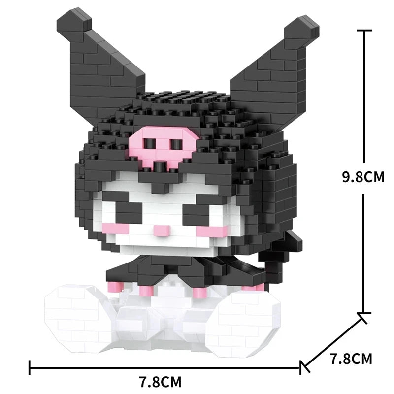 250PCS Mini bricks Cartoon Hello Kitty My Melody Cinnamoroll Pompompurin Kuromi Friends