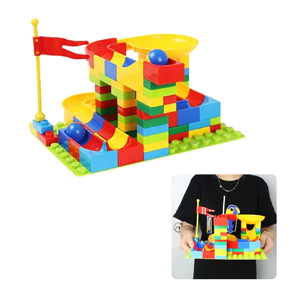 88-100PCS Marble Race Funnel Slideway Big Blocks for Preschool