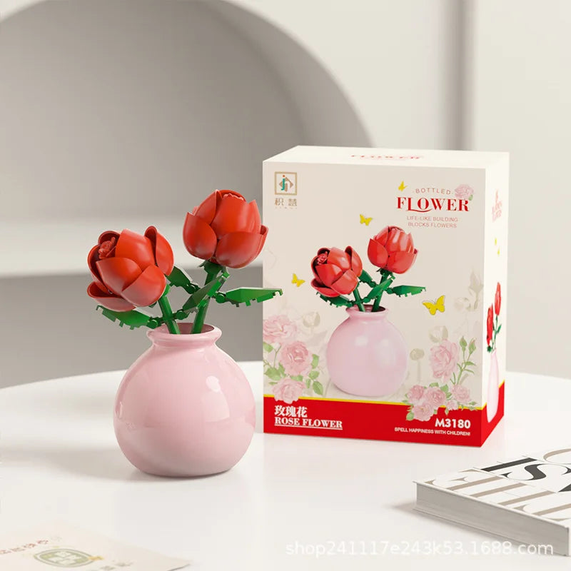 60PCS Cute Mini Bostanic Blocks in Oval Vase