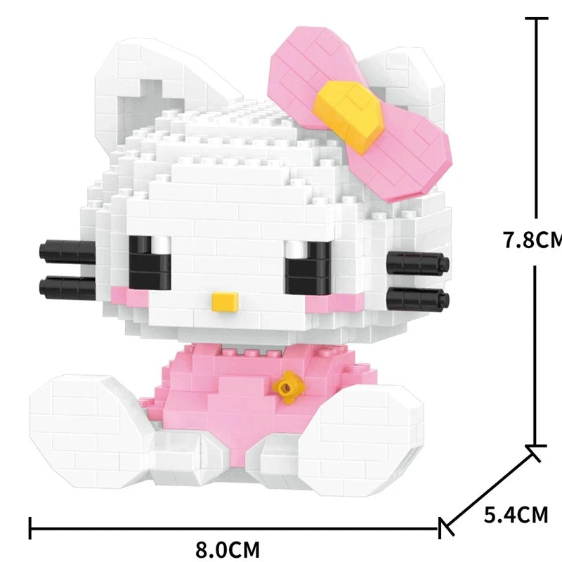 250PCS Mini bricks Cartoon Hello Kitty My Melody Cinnamoroll Pompompurin Kuromi Friends