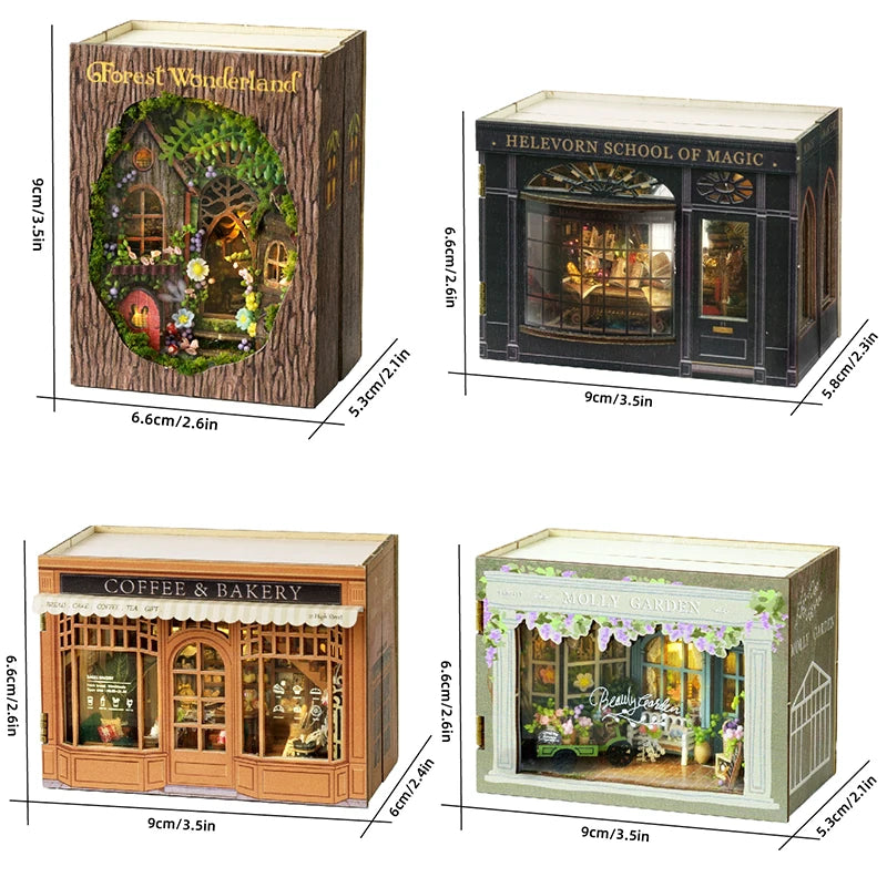 DIY Miniature Doll House Wooden Puzzle Bookstore/Bakery/Forest