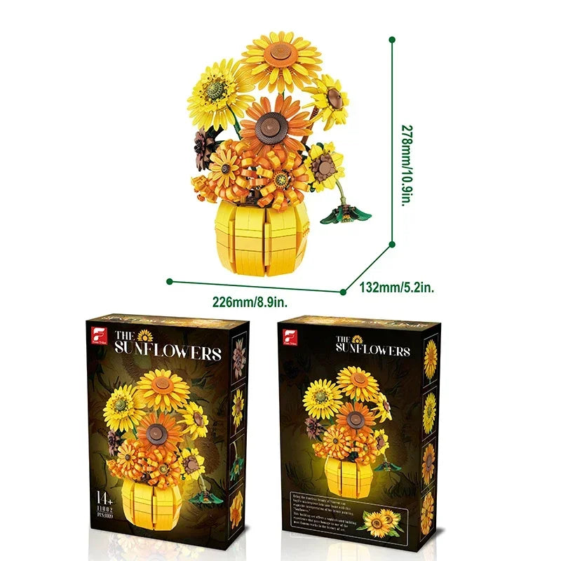 1009PCS Sunflower Building Blocks Flower in Pot