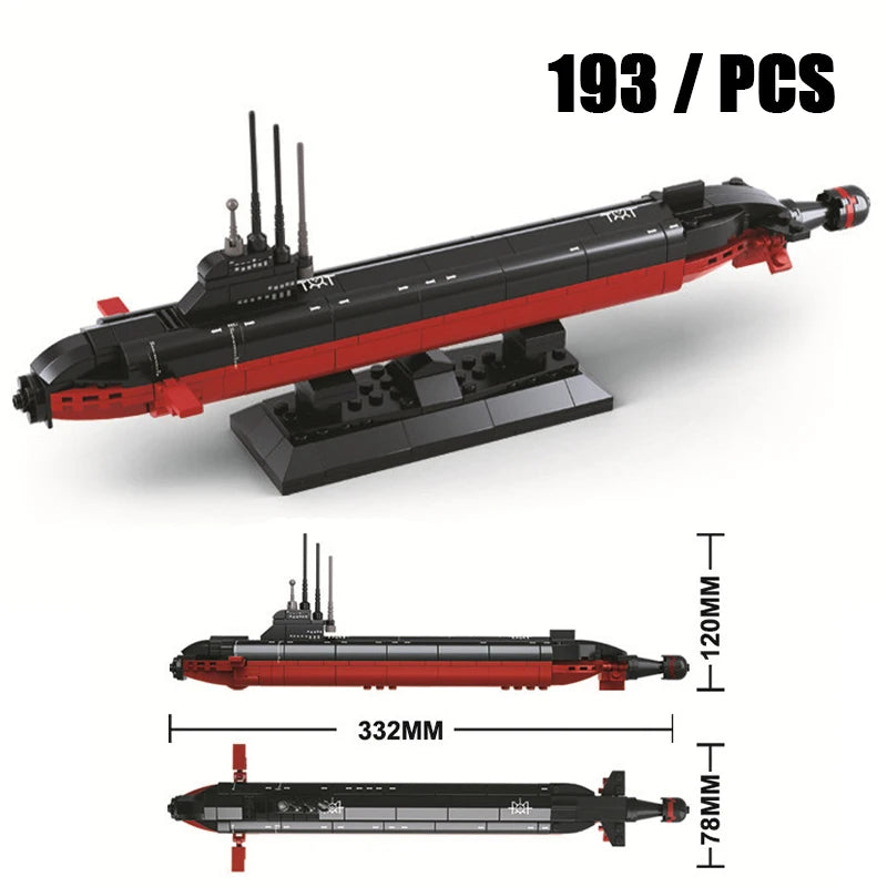 300PCS Navy Vessel Ship Nuclear Submarine Building Blocks