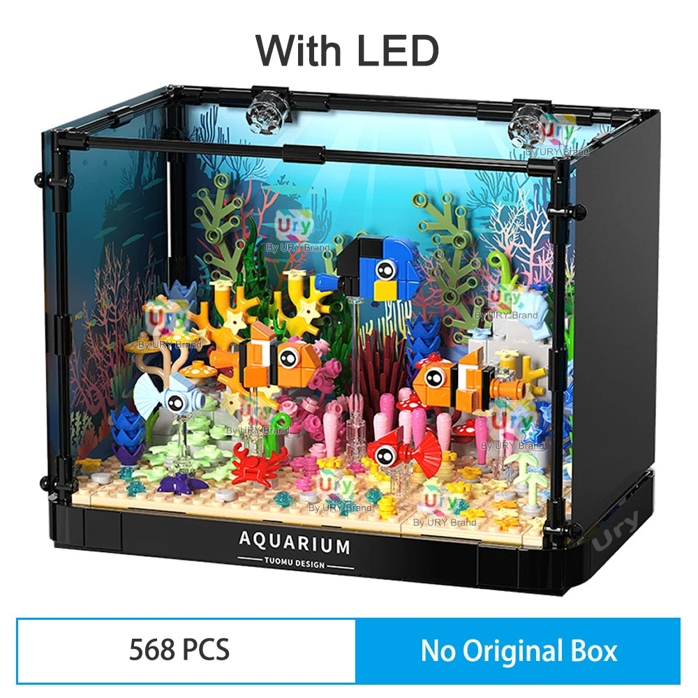 721 PCS Creative Fishbowl with Clownfish Shark Tank Underwater World Aquarium