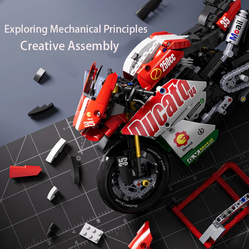 1:10 863PCS V4 Panigale Technical Racing Motorcycle Building Blocks