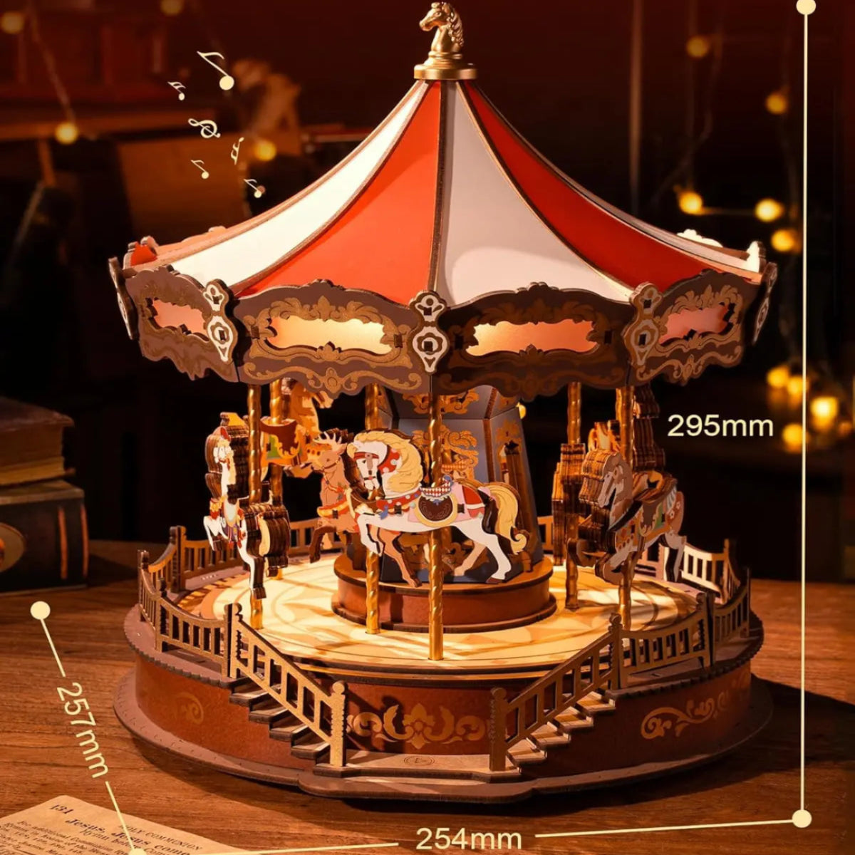 Classic Carousel Music Boxes 3D Wooden Puzzle with Light