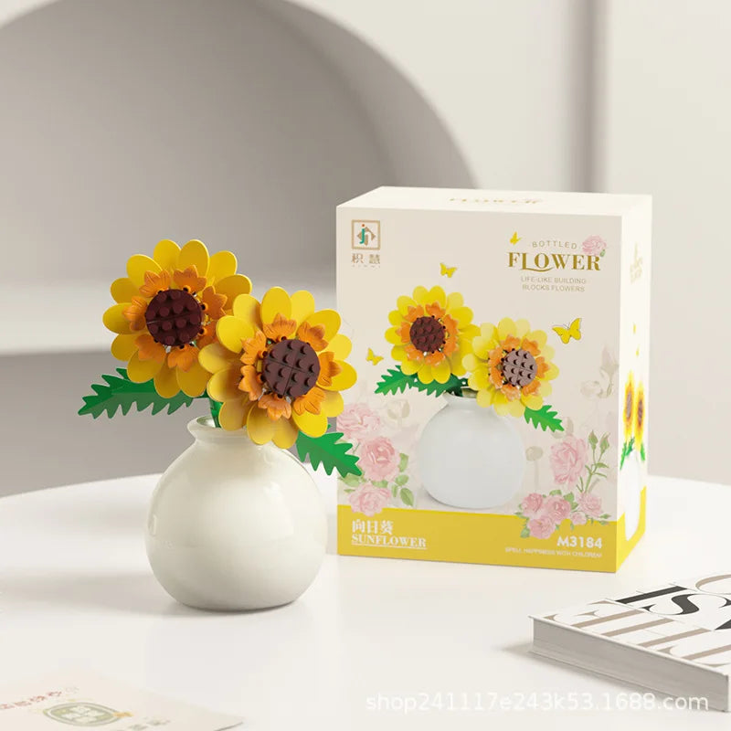 60PCS Cute Mini Bostanic Blocks in Oval Vase