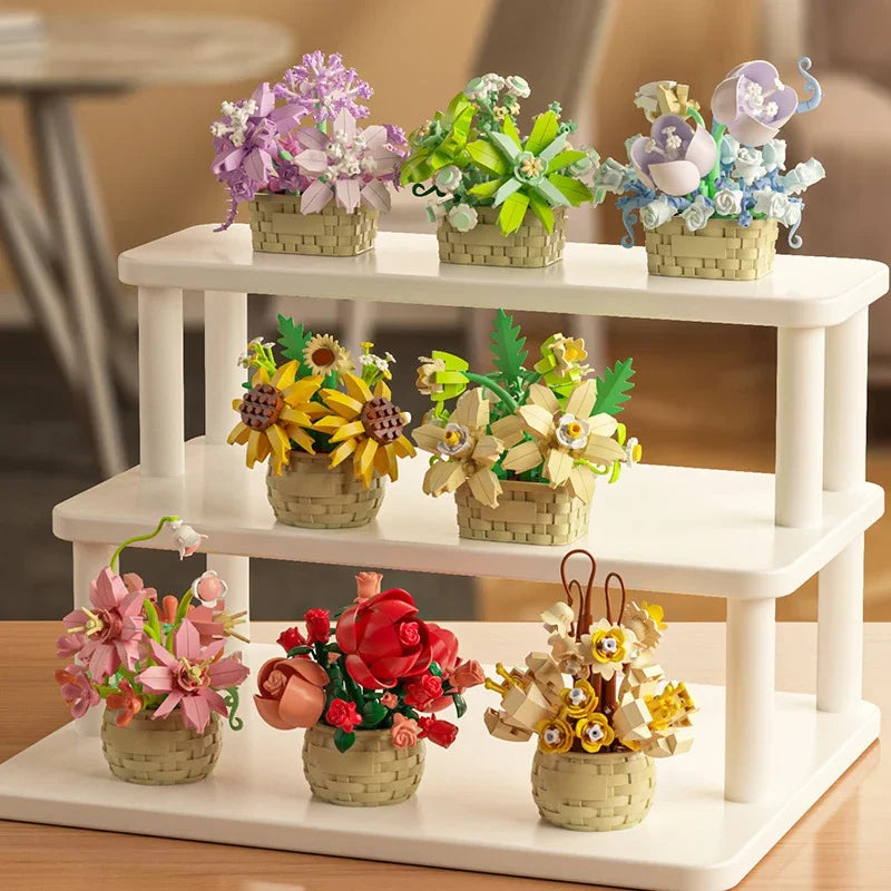 180 PCS Mini Rose Sunflower Plants Succulents in Baskets