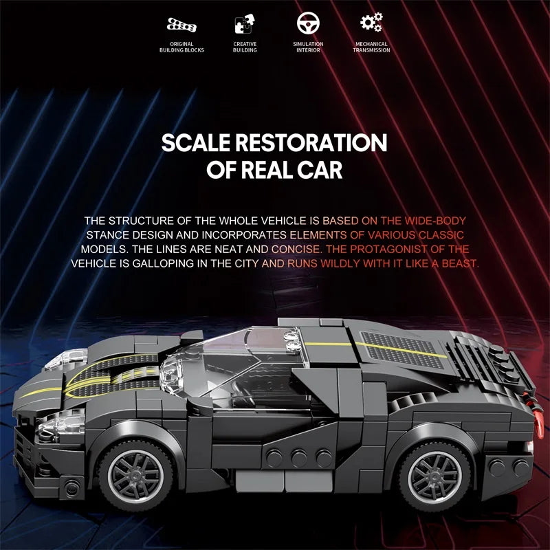 1:24 339PC Black Bugatti Racecar for Kids
