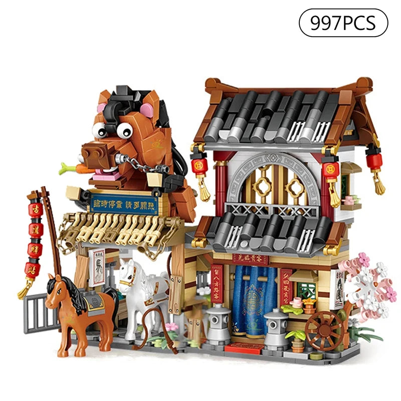 780PCS MOC Mini Streetview Japanese Shops