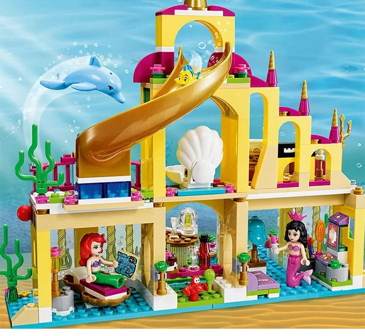 Kawaii Princess Magical Castle Set Little Mermaid Frozen Elsa Building Block Puzzle Toy Exercise Hand Brain Coordination For Kid