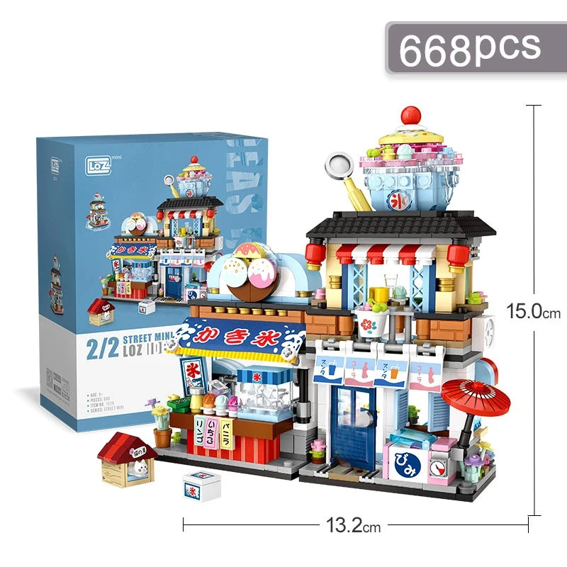 780PCS MOC Mini Streetview Japanese Shops