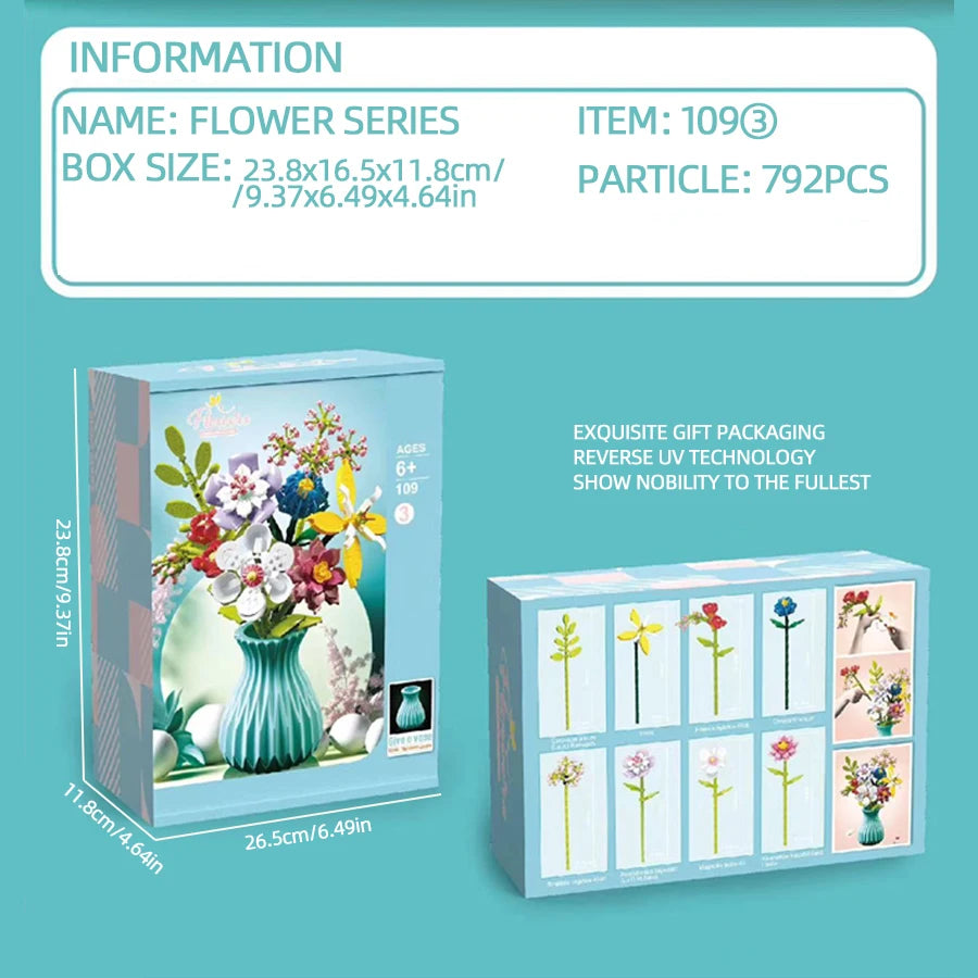 752PCS Spring Eternal Flower Bricks with Vase
