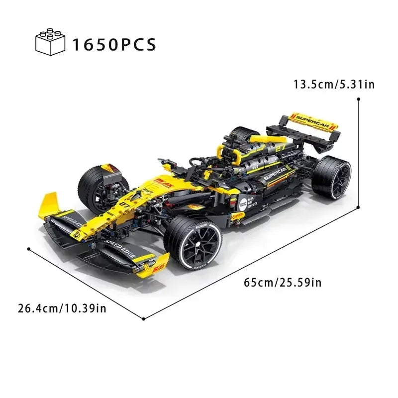 1:8 1650 PCS Technical Yellow Formula F1 Racing Car