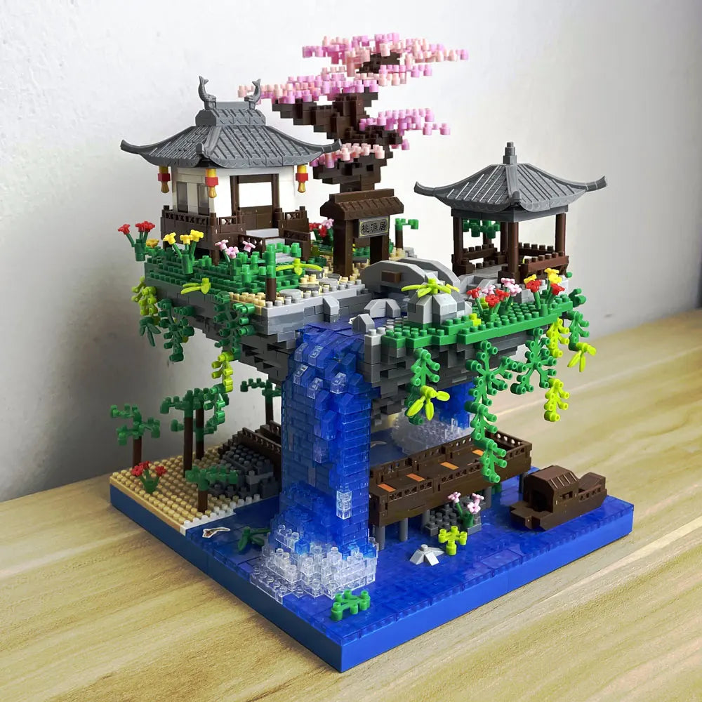 1000PCS Mini-Bricks Blossom Secret Garden Set in Japanese Architectural Style