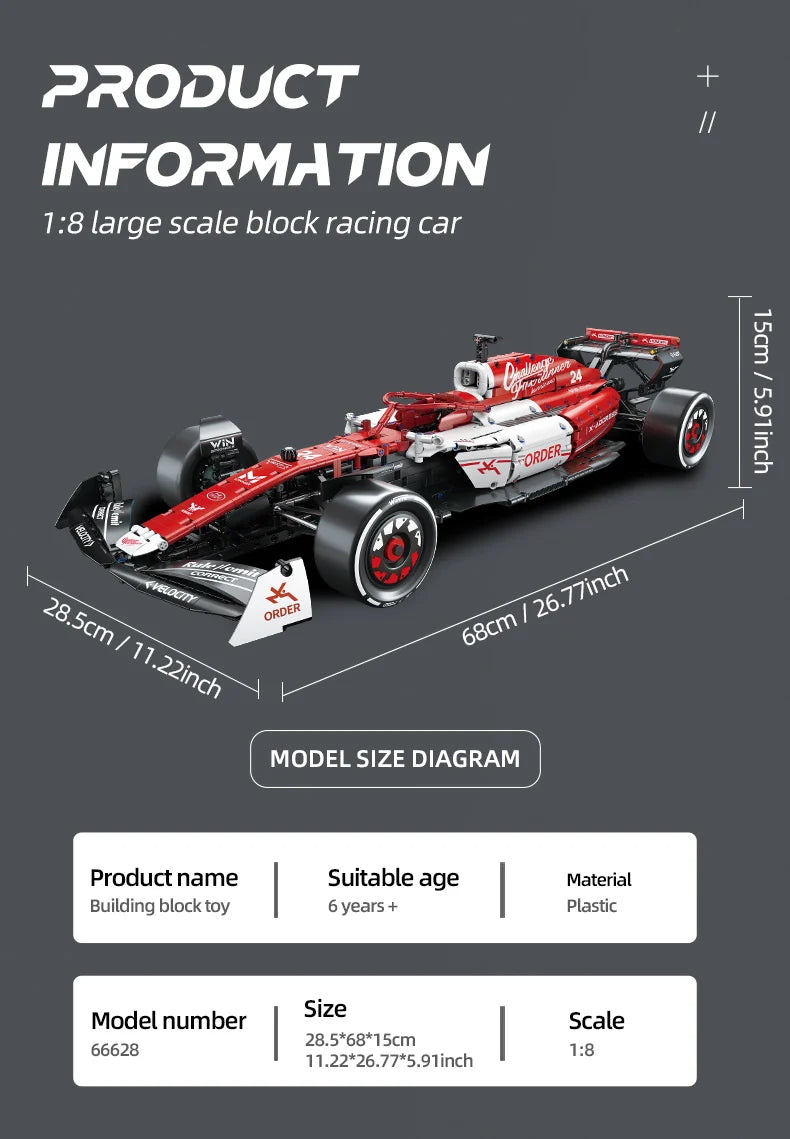1:8 1770PCS Classic Red Formula 1  Race Cars