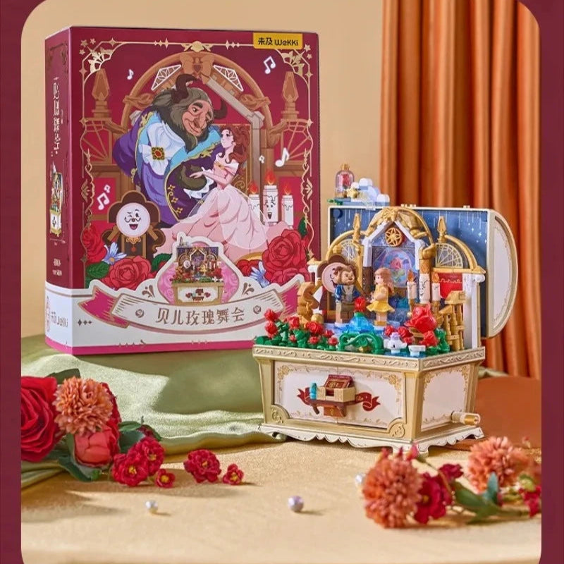 Disney Fairy Tale Building Bricks Mucis Box Alice Pinocchio Rapunzel Beauty and Beast