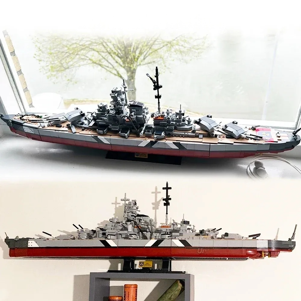 1849PCS Modern Military Warships KMS 2in1 Bismarck Battleship Fleet Collection
