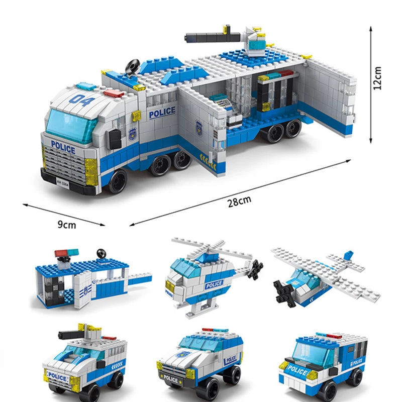 6in1 Police Commander Truck Airplanes Helicopter