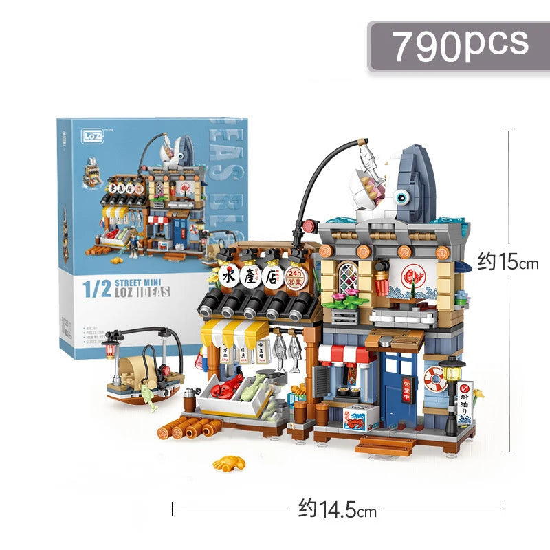 780PCS MOC Mini Streetview Japanese Shops