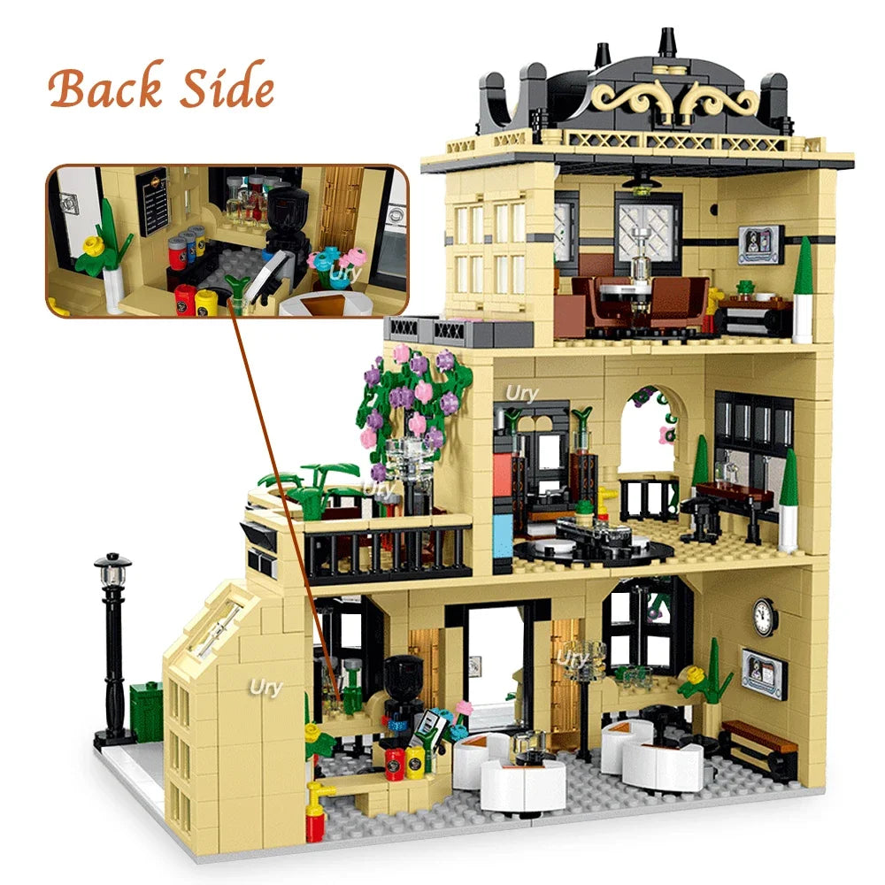 1500PCS CityStreet Old European Streeet Coffee Restaurant with LED