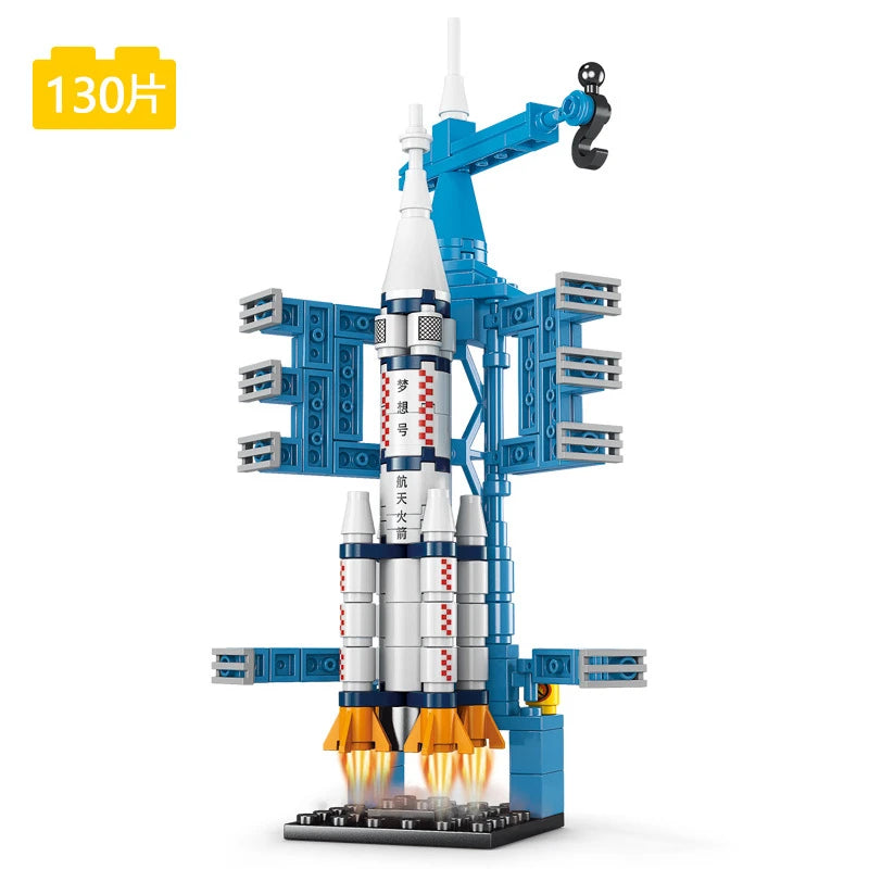 500PCS MOC Aerospaces Manned Rocket Craft Launch Center Space Spacecrafts Aviation Brick Set