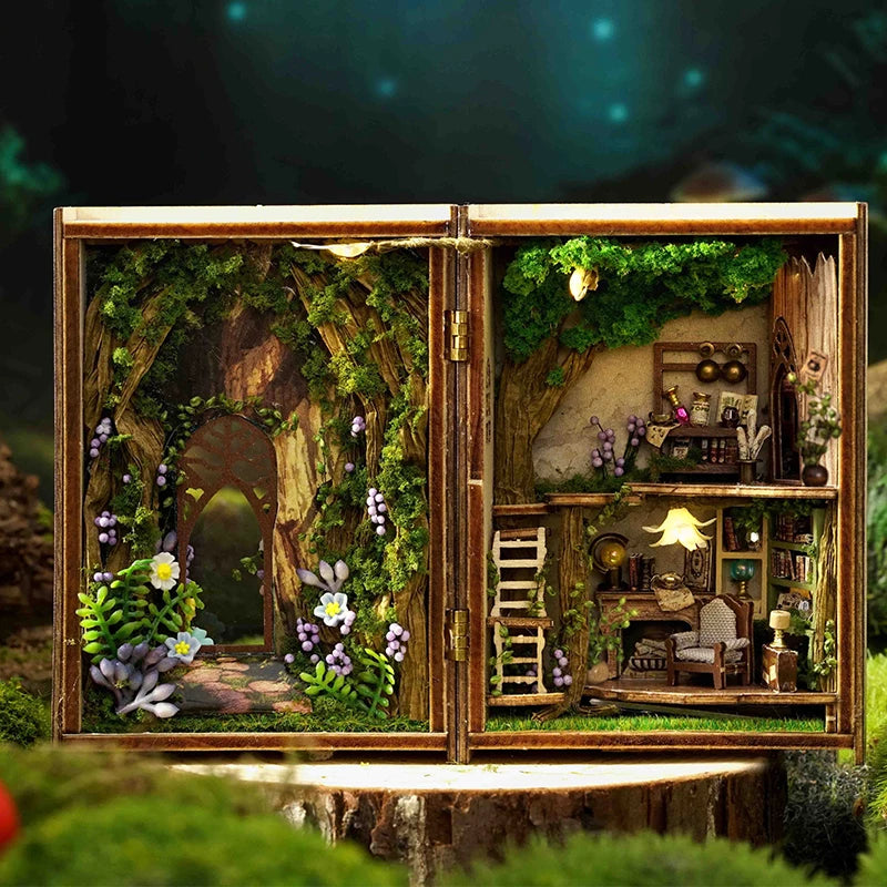 DIY Miniature Doll House Wooden Puzzle Bookstore/Bakery/Forest