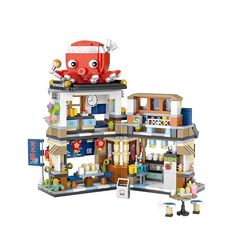 780PCS MOC Mini Streetview Japanese Shops