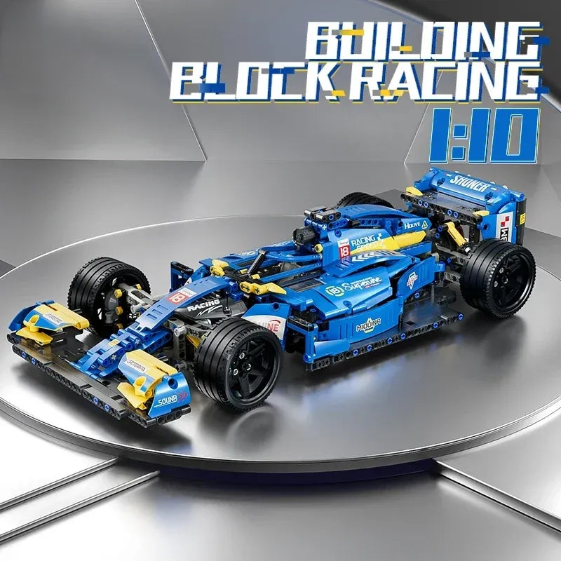 1163PCS 1:10 Blue F1 Formula Racing Car Building Block Model