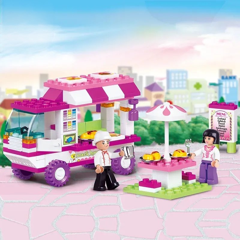 102PCS Building Blocks Set City Snack Van