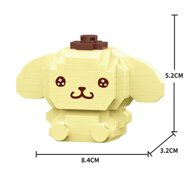 250PCS Mini bricks Cartoon Hello Kitty My Melody Cinnamoroll Pompompurin Kuromi Friends