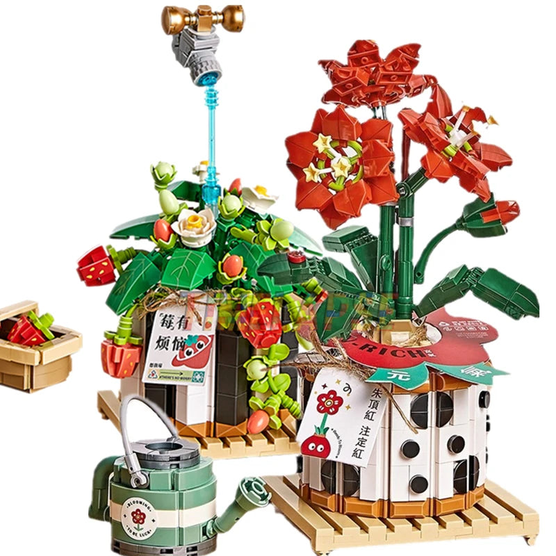 500PCS DIY Mini Bricks Succulent Cactus and Strawberry Potting Plants
