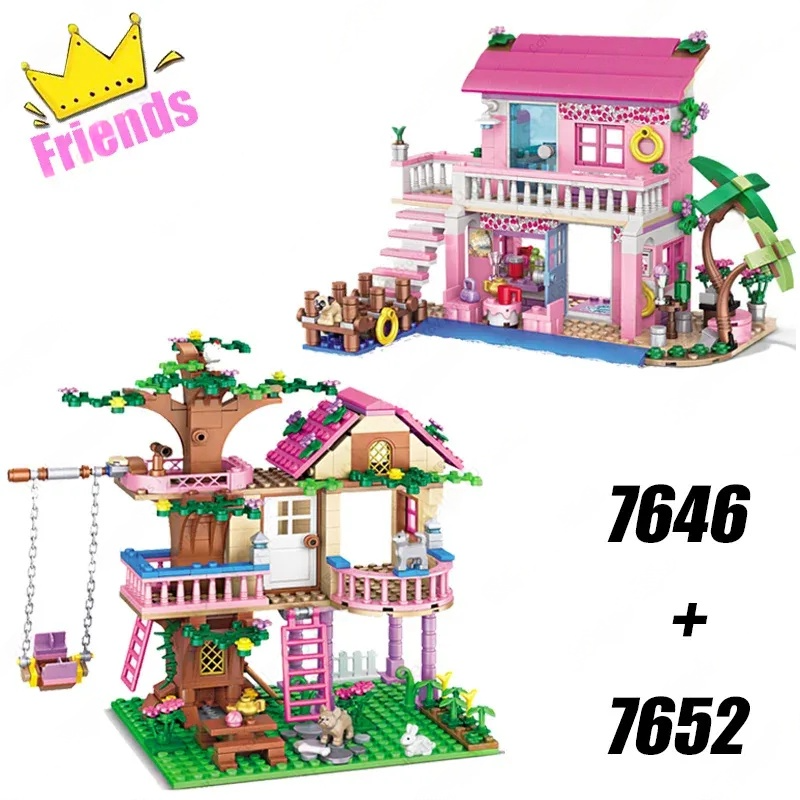 2025 Girls Friendship Tree House Villa Castle Building Blocks Classic Friends Girl's Model Figures Toys For Kids Birthday Gift