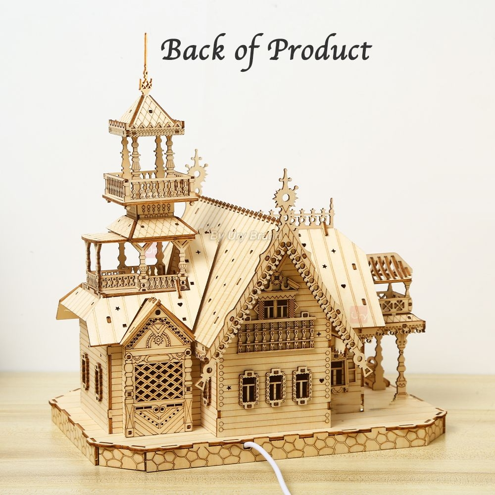 3D Wooden Puzzle Villa House Royal Castle with Light Assembly Toy