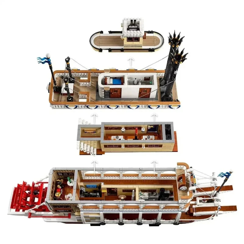4000 PCS Creative river steamboat building blocks steamboat model