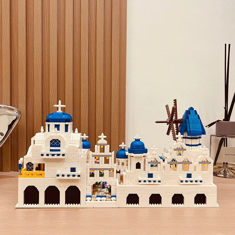 4310pcs Greece Santorini Love Sea Architecture Model