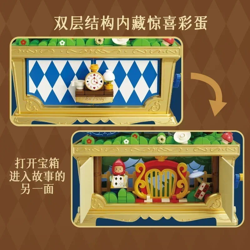 Disney Fairy Tale Building Bricks Mucis Box Alice Pinocchio Rapunzel Beauty and Beast